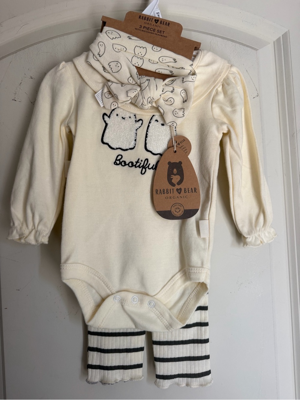 NWT rabbit bear Organic Cream 'Bootiful' Baby 3-Piece Set Halloween